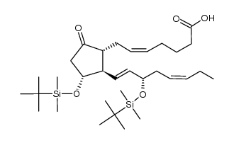 (Z)-7-((1R,2R,3R)-3-((tert-butyldimethylsilyl)oxy)-2-((S,1E,5Z)-3-((tert-butyldimethylsilyl)oxy)octa-1,5-dien-1-yl)-5-oxocyclopentyl)hept-5-enoic acid Structure