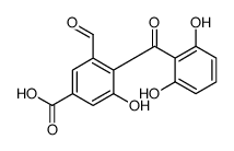 4-(2,6-dihydroxybenzoyl)-3-formyl-5-hydroxybenzoic acid structure