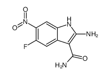 2-amino-5-fluoro-6-nitroindole-3-carboxamide Structure