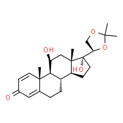 (20R)-11β,17-Dihydroxy-20,21-[isopropylidenebisoxy]pregna-1,4-dien-3-one结构式
