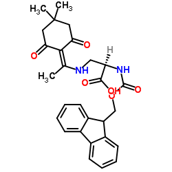 N-芴甲氧羰基-[N'-1-(4,4-二甲基-2,6-二氧代环己-1-亚基)乙基]-D-2,3-二氨基丙酸结构式