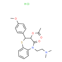 cis-3-acetoxy-5-[2-(dimethylamino)ethyl]-2,3-dihydro-2-(4-methoxyphenyl)-1,5-benzothiazepin-4(5H)-one monohydrochloride结构式