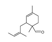1,4-dimethyl-2-(2-methylbut-2-enyl)cyclohex-3-ene-1-carbaldehyde结构式