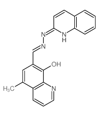 7-Quinolinecarboxaldehyde,8-hydroxy-5-methyl-, 2-(2-quinolinyl)hydrazone结构式