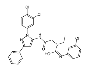 2-[(3-chlorophenyl)carbamoyl-ethylamino]-N-[2-(3,4-dichlorophenyl)-5-phenylpyrazol-3-yl]acetamide结构式
