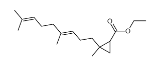 2-((E)-4,8-Dimethyl-nona-3,7-dienyl)-2-methyl-cyclopropanecarboxylic acid ethyl ester结构式