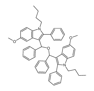 1,1'-dibutyl-5,5'-dimethoxy-2,2'-diphenyl-3,3'-(1,3-diphenyl-2-oxa-propane-1,3-diyl)-bis-indole Structure