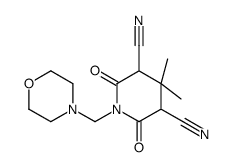 4,4-dimethyl-1-(morpholin-4-ylmethyl)-2,6-dioxopiperidine-3,5-dicarbonitrile结构式