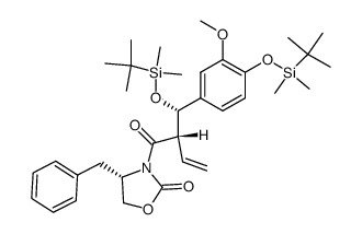 (+)-4-benzyl-3-(2-{(tert-butyldimethylsilanyloxy)-[4-(tert-butyldimethylsilanyloxy)-3-methoxyphenyl]methyl}but-3-enoyl)oxazolidin-2-one Structure