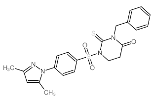 3-benzyl-1-[4-(3,5-dimethylpyrazol-1-yl)phenyl]sulfonyl-2-sulfanylidene-1,3-diazinan-4-one结构式