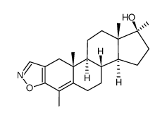 4,17-dimethyl-androst-4-eno[2,3-d]isoxazol-17β-ol结构式