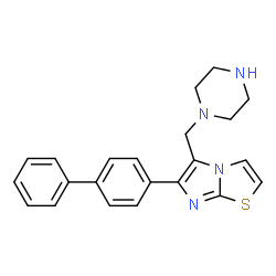 6-BIPHENYL-4-YL-5-PIPERAZIN-1-YLMETHYLIMIDAZO-[2,1-B]THIAZOLE结构式