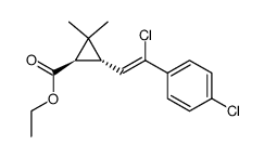 ethyl (1S,3R)-3-[(Z)-2-chloro-2-(4-chlorophenyl)ethenyl]-2,2-dimethyl- cyclopropane-1-carboxylate结构式