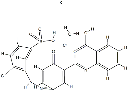 potassium [2-[[[5-[(2-chloro-5-sulphophenyl)azo]-2-hydroxyphenyl]methylene]amino]benzoato(3-)]hydroxychromate(1-) structure