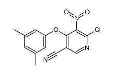 6-chloro-4-(3,5-dimethylphenoxy)-5-nitropyridine-3-carbonitrile结构式
