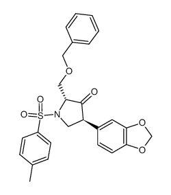 2-benzyloxymethyl-4-(3,4-dioxymethylenephenyl)-1-(4-methylphenylsulfonyl)pyrrolidin-3-one结构式