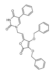 1-{2-[3,4-Bis-benzyloxy-5-oxo-5H-furan-(2Z)-ylidene]-ethyl}-5-phenyl-1H-pyrimidine-2,4-dione结构式