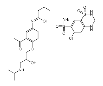 N-[3-acetyl-4-[2-hydroxy-3-(propan-2-ylamino)propoxy]phenyl]butanamide,6-chloro-1,1-dioxo-3,4-dihydro-2H-1λ6,2,4-benzothiadiazine-7-sulfonamide Structure