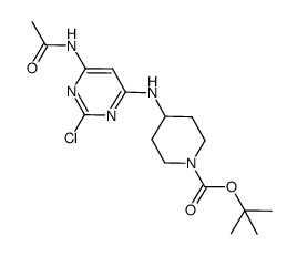 4-(6-acetylamino-2-chloro-pyrimidin-4-ylamino)-piperidine-1-carboxylic acid tert-butyl ester结构式