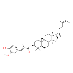 24-Methyl-9β,19-cyclolanost-24-en-3β-ol 3-(4-hydroxy-3-methoxyphenyl)-2-methylpropenoate structure
