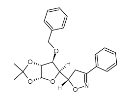 (5S)-5-(3-O-benzyl-1,2-O-isopropylidene-α-D-xylo-tetrafuranos-4-yl)-3-phenyl-2-isoxazoline结构式