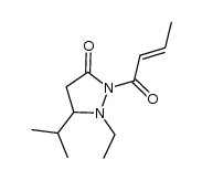 1-ethyl-2-[(E)-2-butenoyl]-5-isopropyl-pyrazolidin-3-one结构式