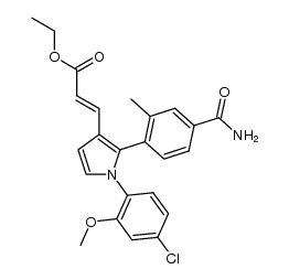 (E)-ethyl 3-(2-(4-carbamoyl-2-methylphenyl)-1-(4-chloro-2-methoxyphenyl)-1H-pyrrol-3-yl)acrylate Structure