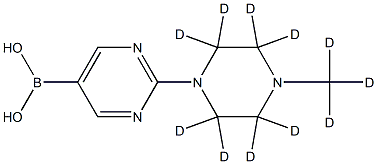 (2-(4-(methyl-d3)piperazin-1-yl-2,2,3,3,5,5,6,6-d8)pyrimidin-5-yl)boronic acid结构式