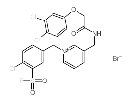 Pyridinium,1-[[4-chloro-3-(fluorosulfonyl)phenyl]methyl]-3-[[[2-(3,4-dichlorophenoxy)acetyl]amino]methyl]-,bromide (1:1) Structure