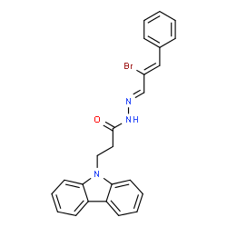 N'-[(1E,2Z)-2-bromo-3-phenylprop-2-en-1-ylidene]-3-(9H-carbazol-9-yl)propanehydrazide结构式
