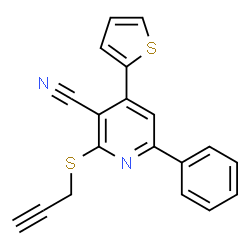 6-phenyl-2-(prop-2-yn-1-ylsulfanyl)-4-(thiophen-2-yl)pyridine-3-carbonitrile结构式