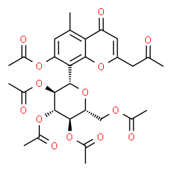7-Acetoxy-5-methyl-2-(2-oxopropyl)-8-(2-O,3-O,4-O,6-O-tetraacetyl-β-D-glucopyranosyl)-4H-1-benzopyran-4-one结构式