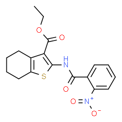 ethyl 2-(2-nitrobenzamido)-4,5,6,7-tetrahydrobenzo[b]thiophene-3-carboxylate结构式