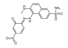 6-(methylamino)-5-[(2E)-2-(4-nitro-6-oxocyclohexa-2,4-dien-1-ylidene)hydrazinyl]naphthalene-2-sulfonamide结构式