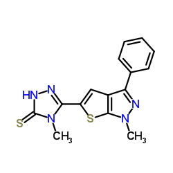 4-Methyl-5-(1-methyl-3-phenyl-1H-thieno[2,3-c]pyrazol-5-yl)-2,4-dihydro-3H-1,2,4-triazole-3-thione结构式