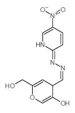 4H-Pyran-4-carboxaldehyde,5-hydroxy-2-(hydroxymethyl)-, 2-(5-nitro-2-pyridinyl)hydrazone结构式