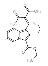 3-Indolizinecarboxylicacid, 1-(2-acetyl-3-oxo-1-buten-1-yl)-2-(ethylthio)-,ethyl ester Structure