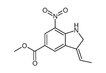 methyl (3Z)-3-ethylidene-7-nitro-2,3-dihydro-1H-indole-5-carboxylate结构式