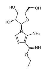 ethyl 5-amino-1-((2R,3R,4S,5R)-3,4-dihydroxy-5-(hydroxymethyl)tetrahydrofuran-2-yl)-1H-imidazole-4-carbimidate结构式