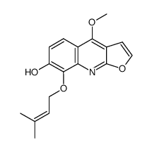 4-methoxy-8-[(3-methyl-2-butenyl)oxy]furo[2,3-b]quinolin-7-ol结构式