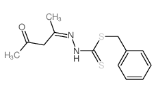 1-benzylsulfanyl-N-(4-oxopentan-2-ylideneamino)methanethioamide structure