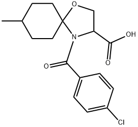 4-(4-氯苯甲酰基)-8-甲基-1-氧杂-4-氮杂螺[4.5]癸烷-3-羧酸结构式