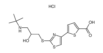 2-(3'-t-butylamino-2'-hydroxypropylthio)-4-(5'-carboxy-2'-thienyl)thiazole hydrochloride结构式