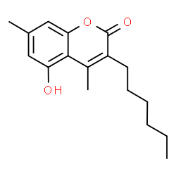 3-Hexyl-5-hydroxy-4,7-dimethyl-2H-chromen-2-one structure