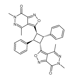 3,3'-((1R,2R,3S,4S)-2,4-diphenylcyclobutane-1,3-diyl)bis(4,6-dimethylisoxazolo[3,4-d]pyridazin-7(6H)-one)结构式