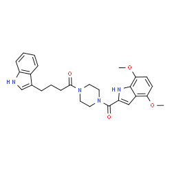 1-{4-[(4,7-dimethoxy-1H-indol-2-yl)carbonyl]piperazin-1-yl}-4-(1H-indol-3-yl)butan-1-one结构式