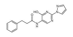 N-(4-hydroxy-2-(1H-pyrazol-1-yl)pyrimidin-5-yl)-3-phenylpropanamide Structure