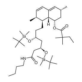 N-butyl-7-(1,2,6,7,8,8a(R)-hexahydro-2(S),6(R)-dimethyl-8(S)-((2,2-dimethylbutanoyl)oxy)-1(S)-naphthyl)-3(R),5(R)-bis((tert-butyldimethylsilyl)oxy)heptanoic acid amide Structure