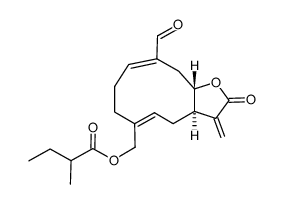 (7R*,8S*)-15-(2-Methylbutanoyloxy)-14-oxomelampa-1(10),4,11(13)-trien-8,12-olide结构式