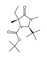 (2R,5R)-2-(t-Butyl)-5-ethyl-3,5-dimethyl-4-oxo-1-imidazolidincarbonsaeure-t-butylester结构式